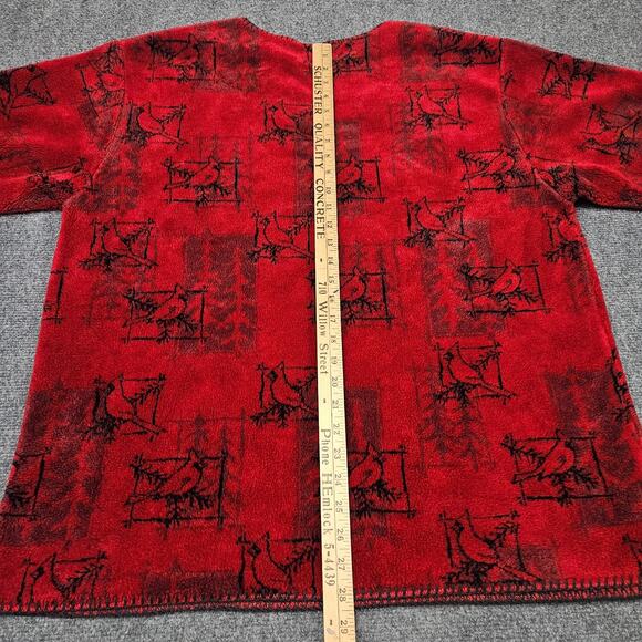 Vtg Artisans Sunschein Designs Cardinal Sweater XL Birds Red Black Made in USA - Picture 7 of 8